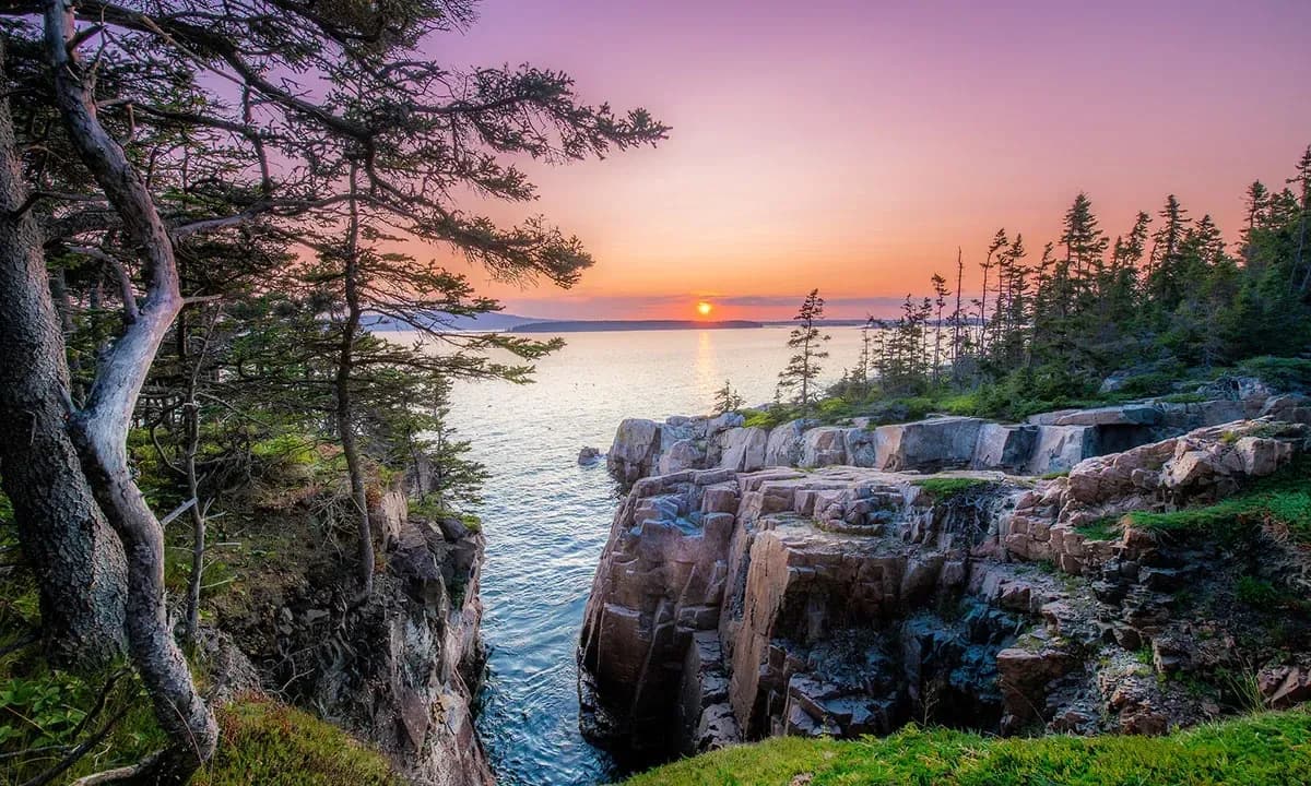 Acadia National Park is located on islands off the Maine coast and part of the mainland on the Schoodic Peninsula