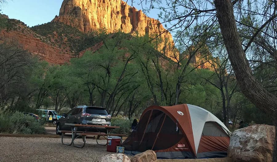 The campground offers beautiful views of the surrounding cliffs